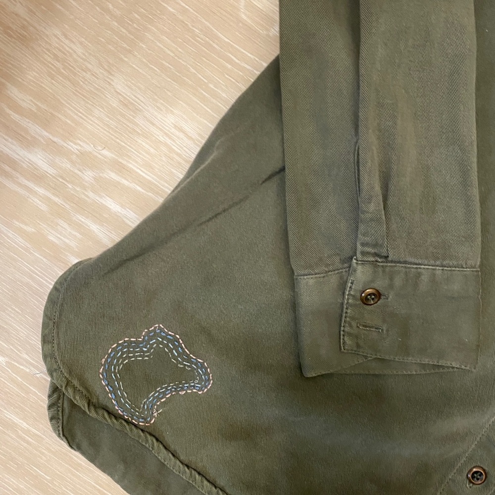 Zara Embroidered by Me Shirt Jacket Olive - Picture 4 of 6